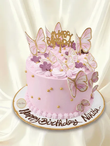 Pink Butterfly Birthday Cake