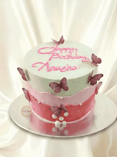 Pink Butterfly Birthday Cake