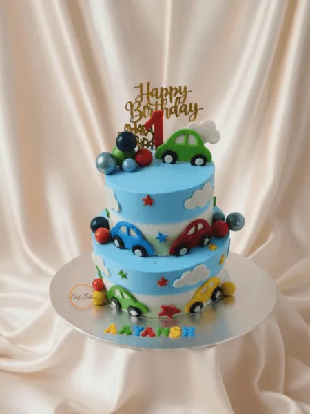 Car Theme 1st Birthday Cake
