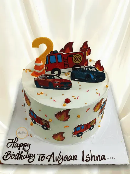 Fire Truck Car Theme Cake